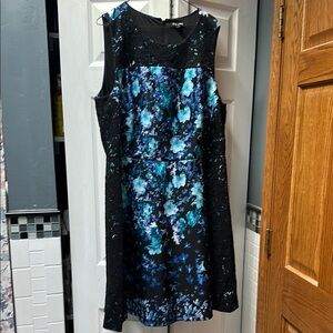 Roz & Ali Black and Blue Sheath Midi Dress